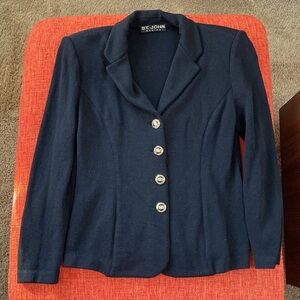 Classic Vintage 2001 Y2K St John Basic Santana Black Knit Blazer